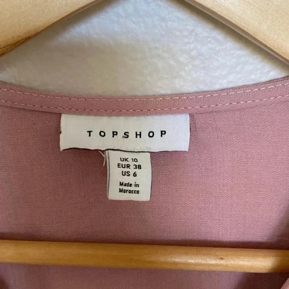 Topshop Womens Pink Large Collar Long Sleeve Ruffle Blouse - Picture 3 of 6